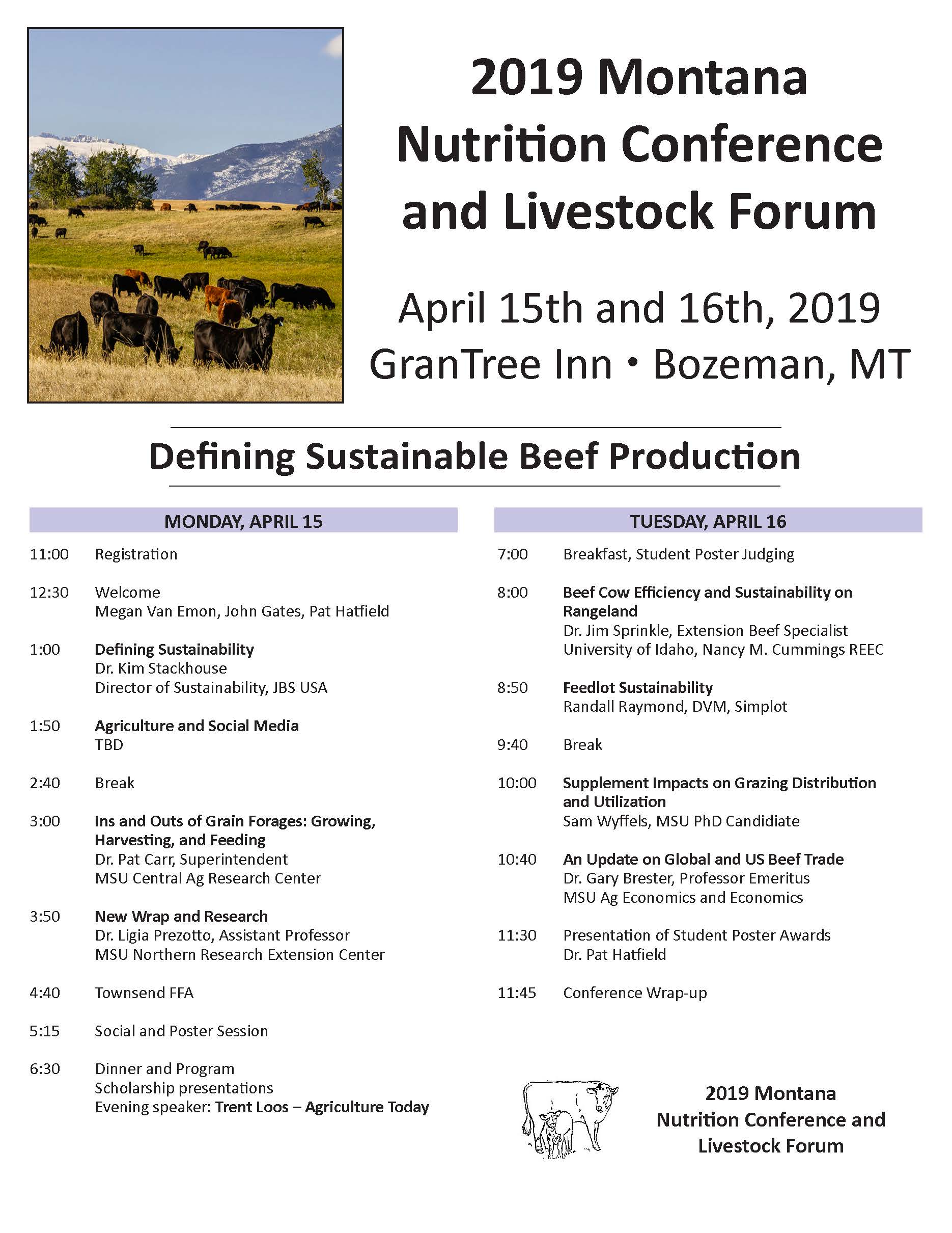 Itinerary for the 2019 Nutrition Conference