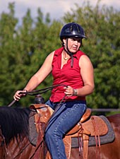 Andi instructing students during summer equitation course Andi Shokley instructing equitation course
