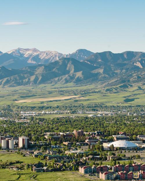 Aerial shot of Montana State University campus